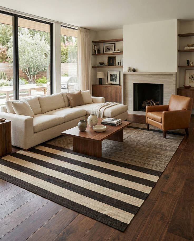 Detail image of 6' 9 x 9' 8 Hand Woven Kilim Modern Wool Rug