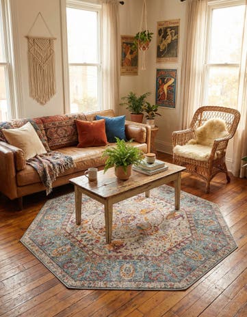 Light Blue Havana Octagon Rug