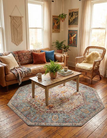 Light Blue Havana Octagon Rug