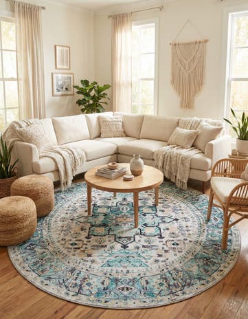 7' 10 x 7' 10 Washable Yara Round Rug
