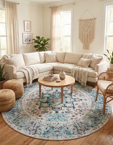 7' 10 x 7' 10 Washable Yara Round Rug