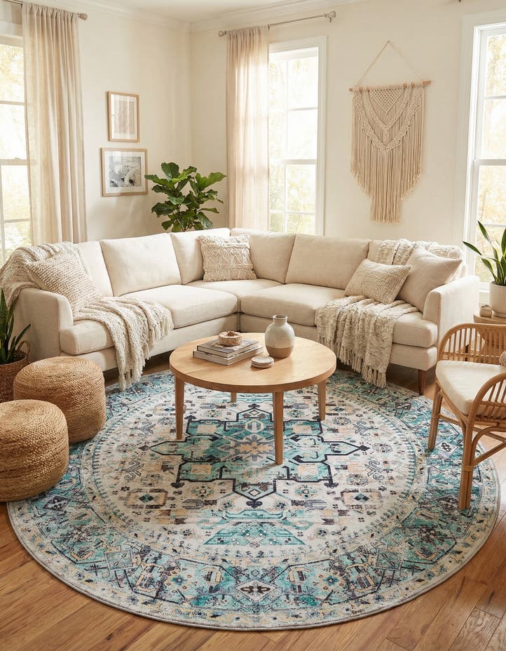 7' 10 x 7' 10 Washable Yara Round Rug