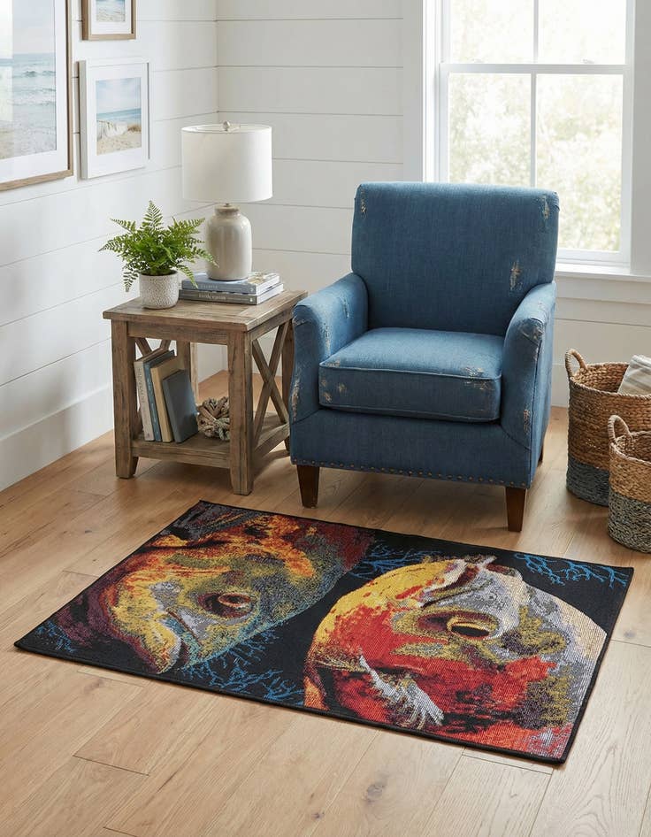 Detail image of 2' x 3'  Washable Coastal Indoor / Outdoor Rug