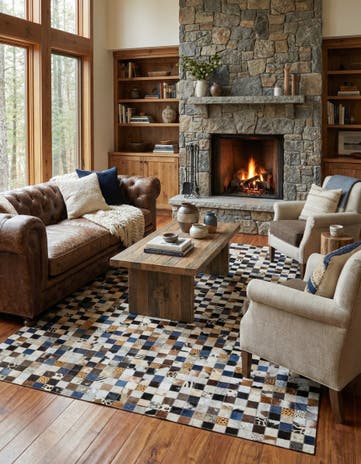 5' x 7' 10 Cowhide Leather Rug