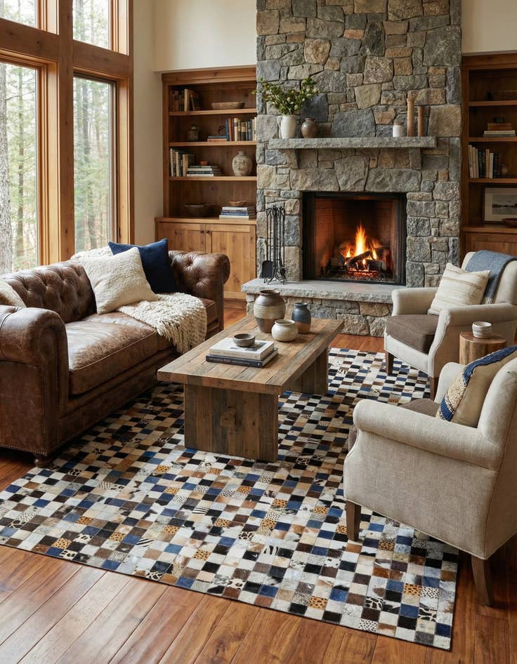 Detail image of 5' x 7' 10 Cowhide Leather Rug