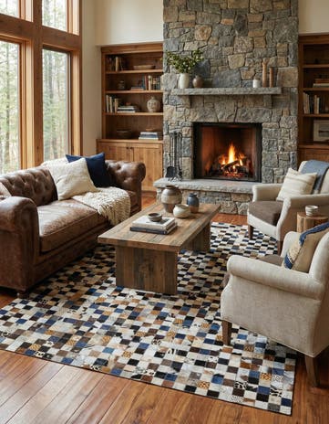 5' x 7' 10 Cowhide Leather Rug