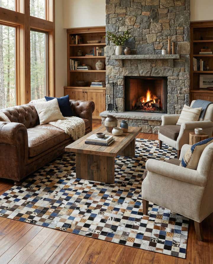 5' x 7' 10 Cowhide Leather Rug