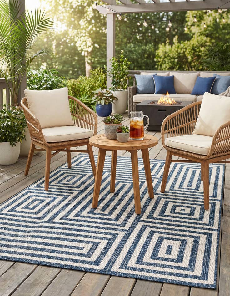 Detail image of 4' x 6'  Washable Modern Indoor / Outdoor Rug