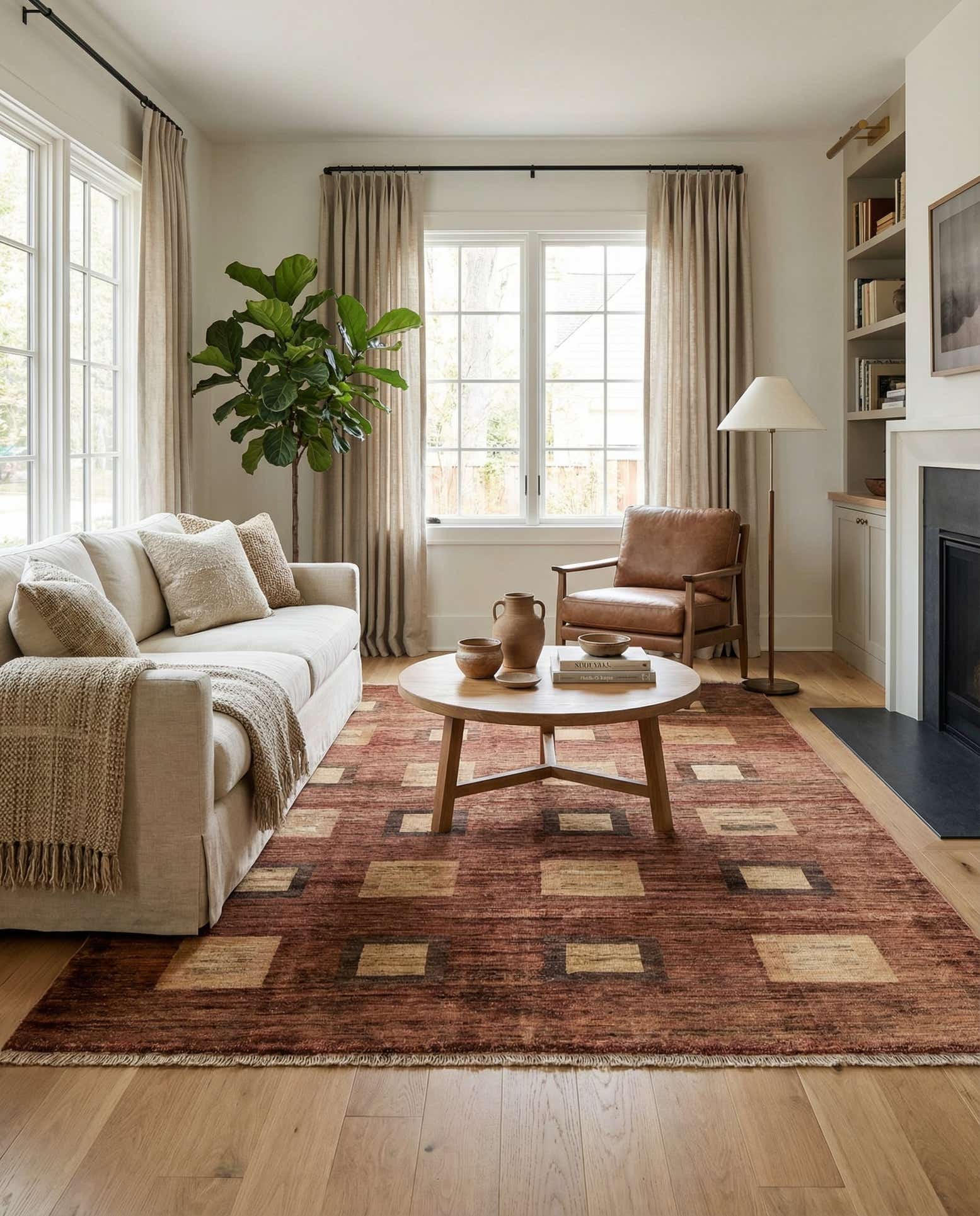 4' 9 x 6' 1 Hand Knotted Modern Ziegler Rug