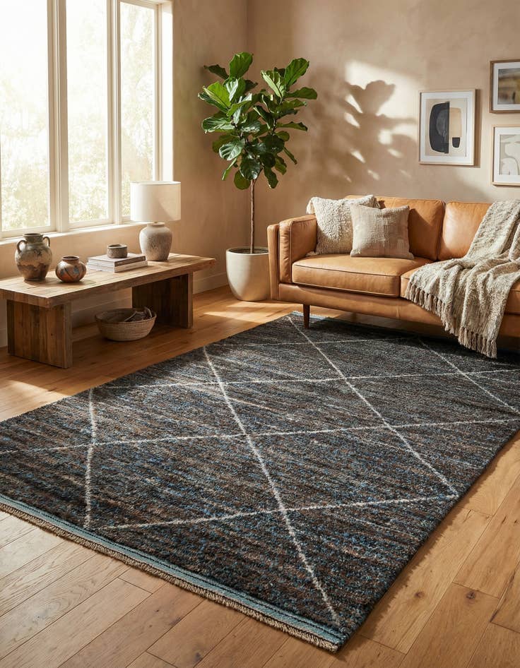 Detail image of 5' 10 x 9' 4  Hand Knotted Moroccan Wool Rug