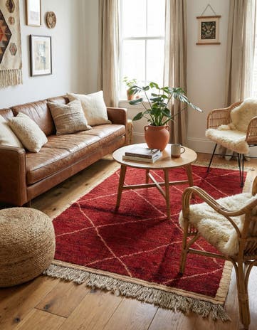 5' 1 x 8' 3 Hand Knotted Moroccan Wool Rug