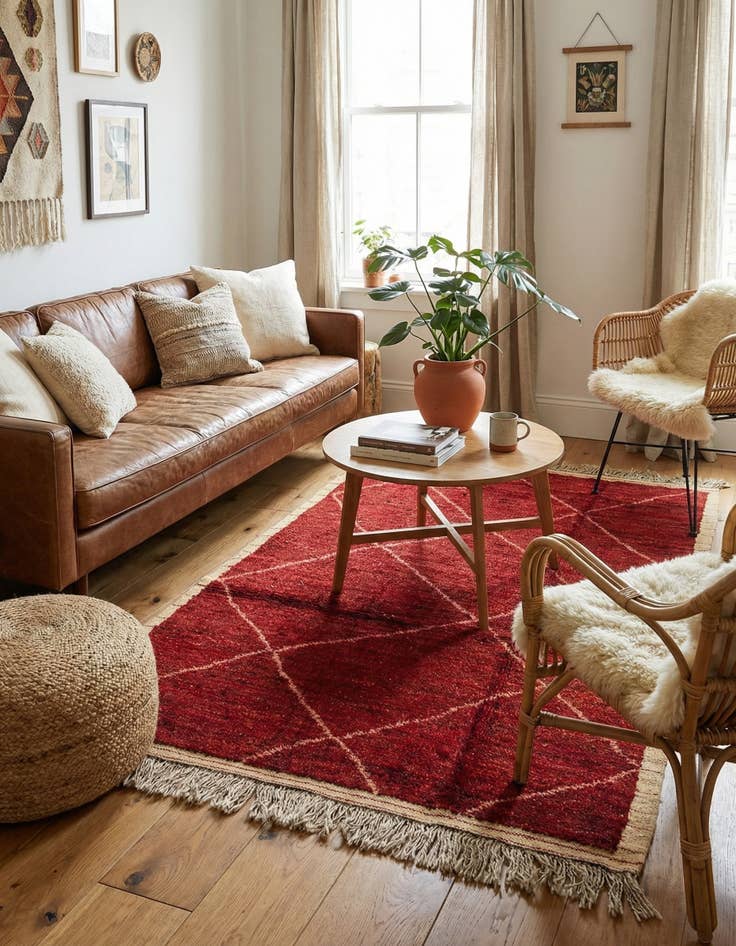 Detail image of 5' 1 x 8' 3  Hand Knotted Moroccan Wool Rug