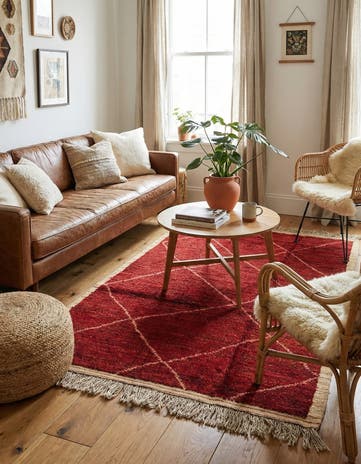 5' 1 x 8' 3 Hand Knotted Moroccan Wool Rug