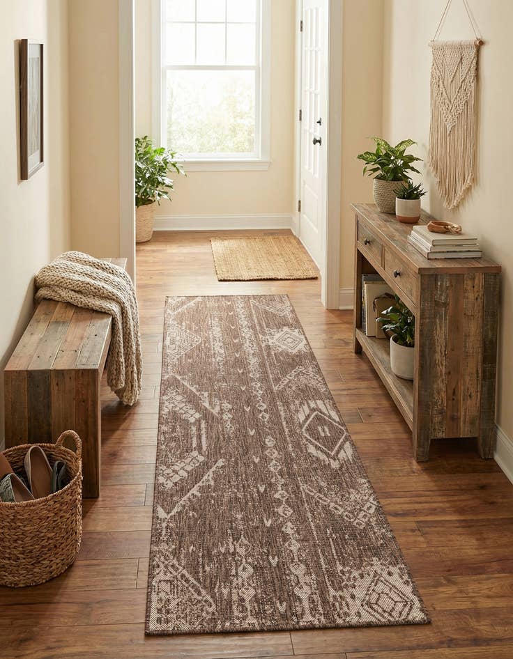 Detail image of  2' x 8'  Washable Bohemian Indoor / Outdoor Runner Rug