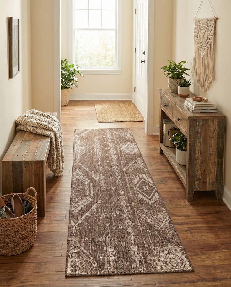 Detail image of 2' x 8' Easy-Clean Bohemian Indoor / Outdoor Runner Rug