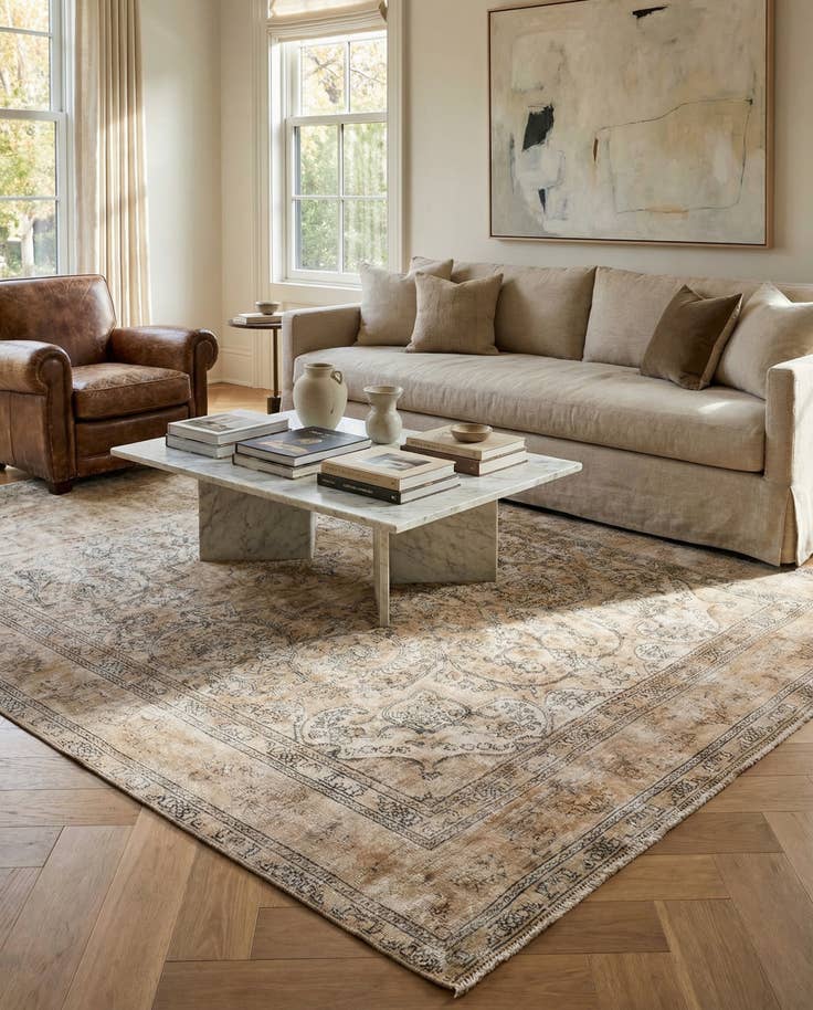 Detail image of 6' 7 x 9' 10 Hand Knotted Ultra Vintage Persian Wool Rug