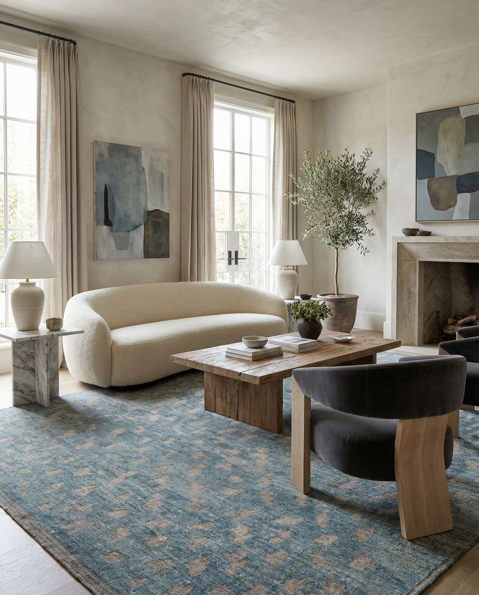 12' 8 x 14' 2 Hand Knotted Darya Wool Rug