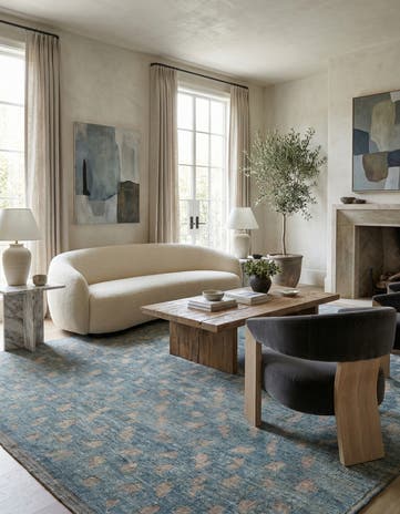 12' 8 x 14' 2 Hand Knotted Darya Wool Rug