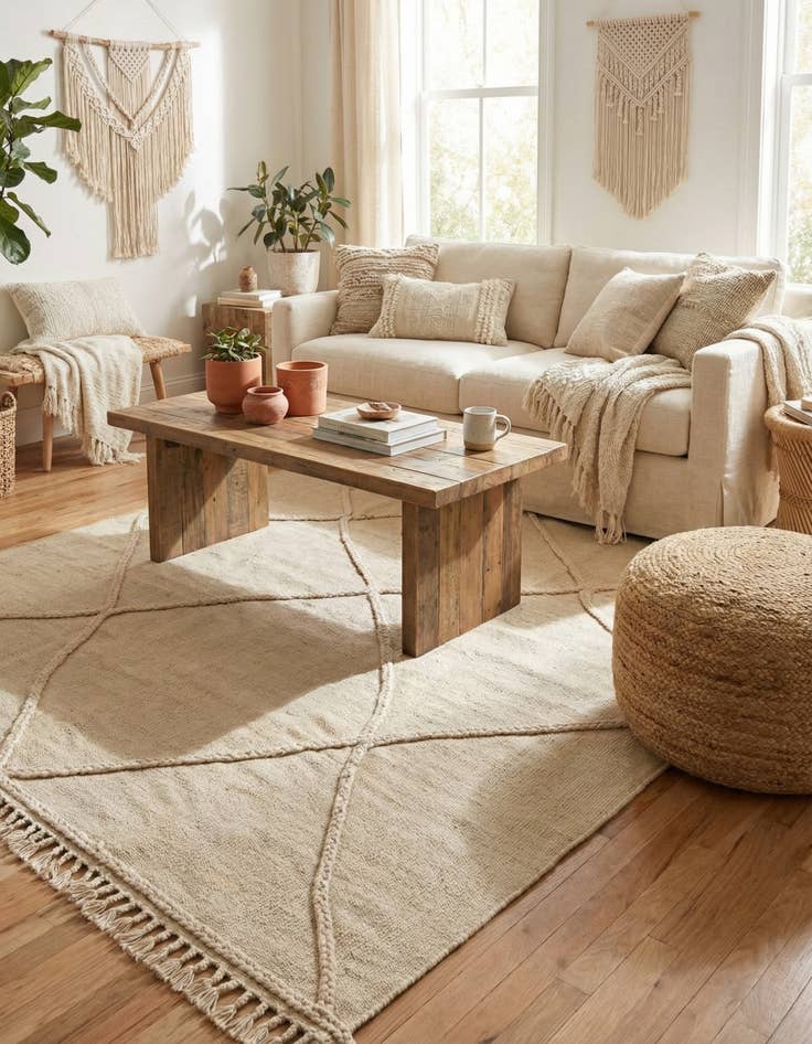 Detail image of 4' 3 x 6' 3  Hand Knotted Moroccan Wool Rug