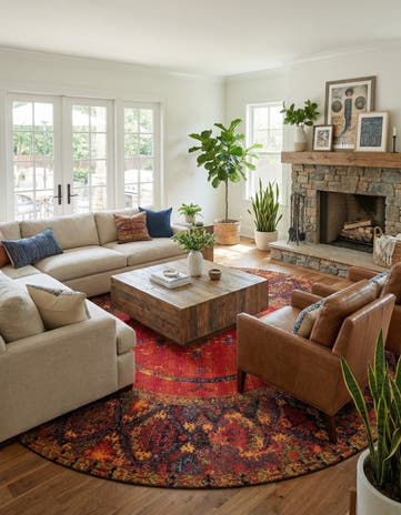 12' x 12' Easy-Clean Tribal Indoor / Outdoor Round Rug