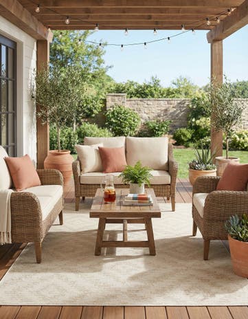 Beige and Ivory Easy-Clean Sabrina Soto Indoor / Outdoor Rug