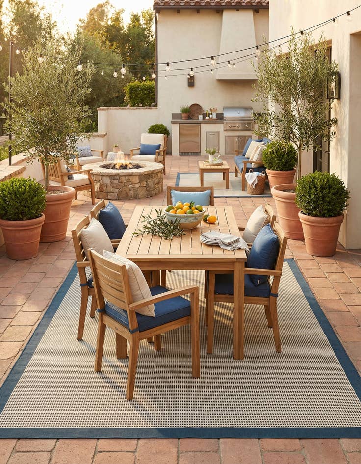 Detail image of 10' x 14'  Washable Border Indoor / Outdoor Rug