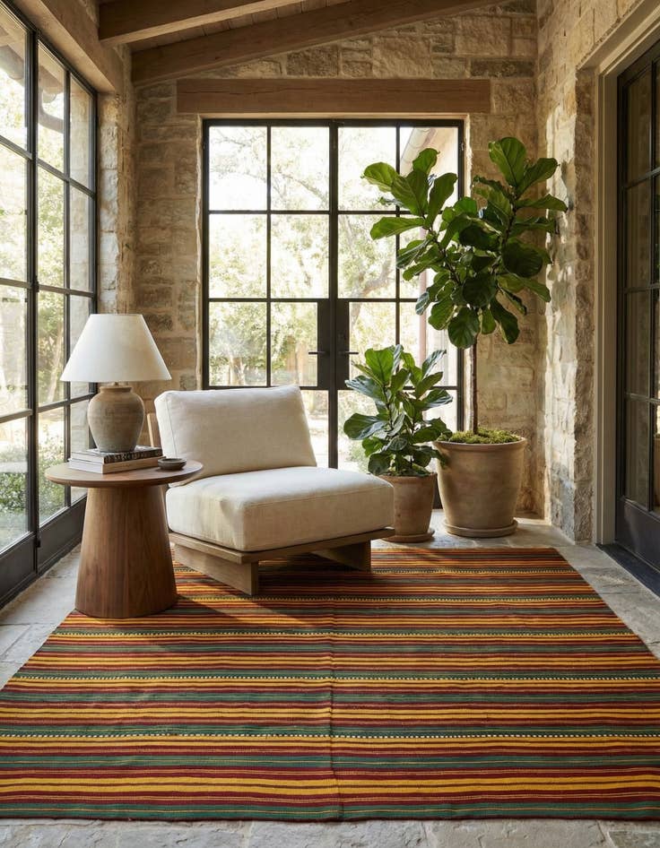 Detail image of 6' 7 x 6' 9  Hand Woven Kilim Fars Wool Square Rug