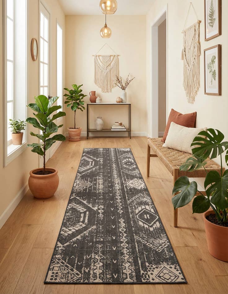 Detail image of 3' 3 x 14' Easy-Clean Bohemian Indoor / Outdoor Runner Rug
