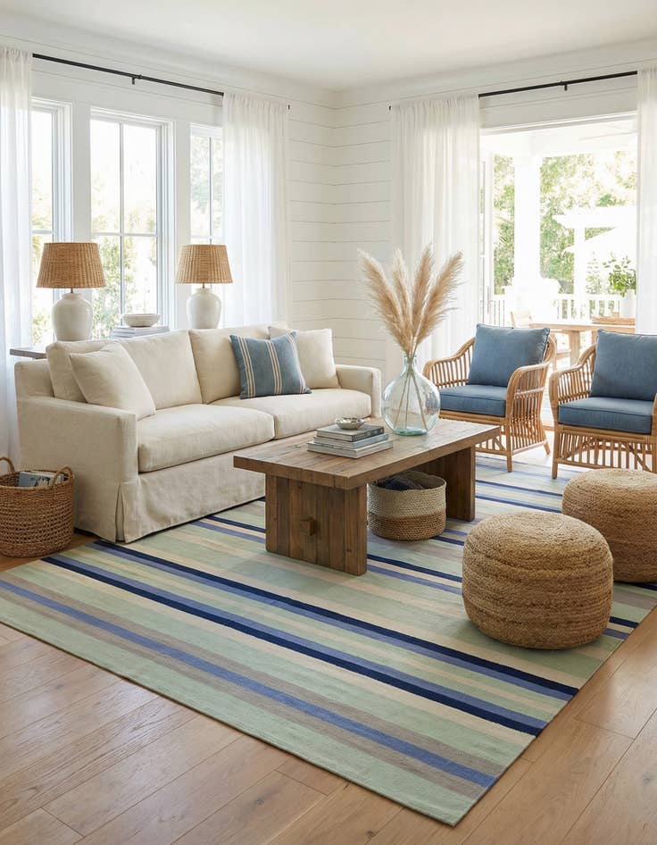 Detail image of  7' 10 x 10'  Hand Woven Flatweave Cotton Dhurrie Rug