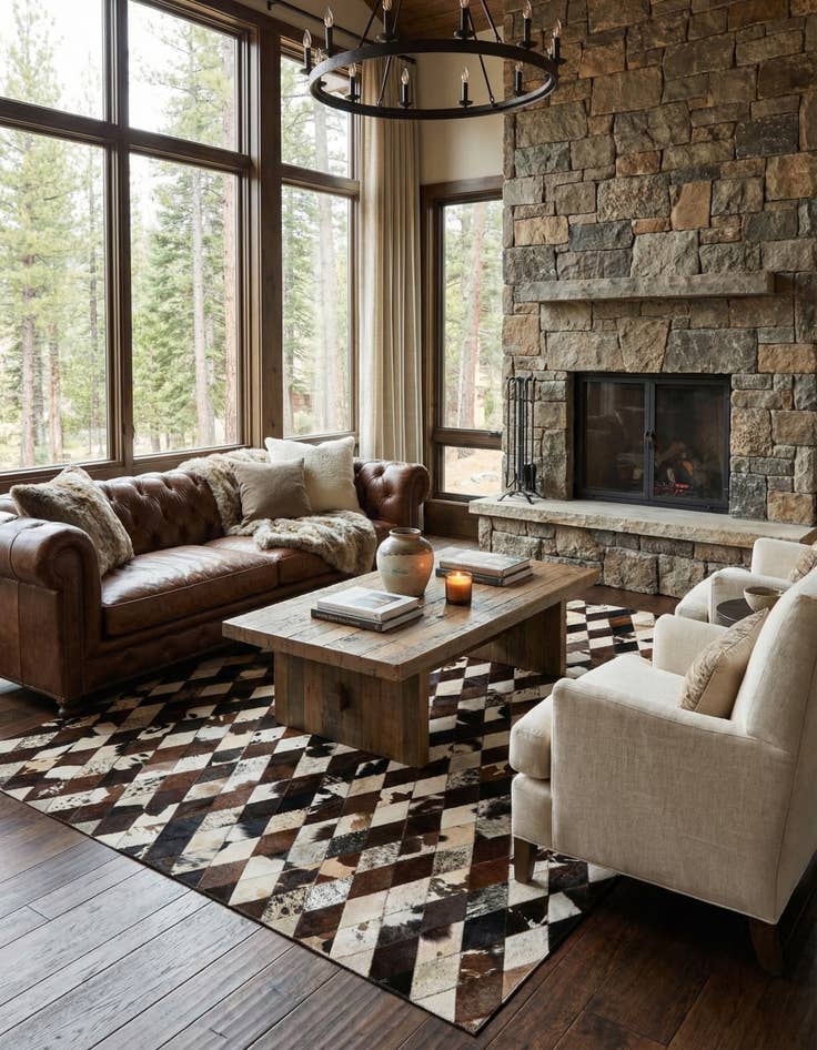 Detail image of  5' 9 x 8' 1 Cowhide - Patchwork Rug