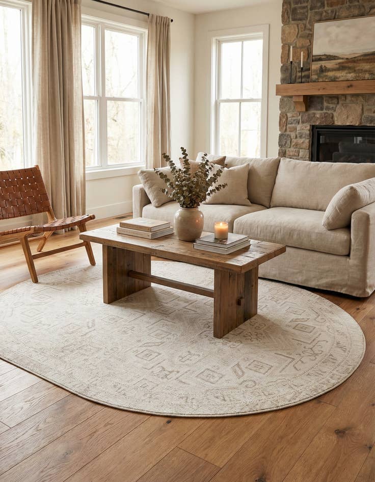 Detail image of 7' 10 x 10'  Washable Aztec Indoor / Outdoor Oval Rug