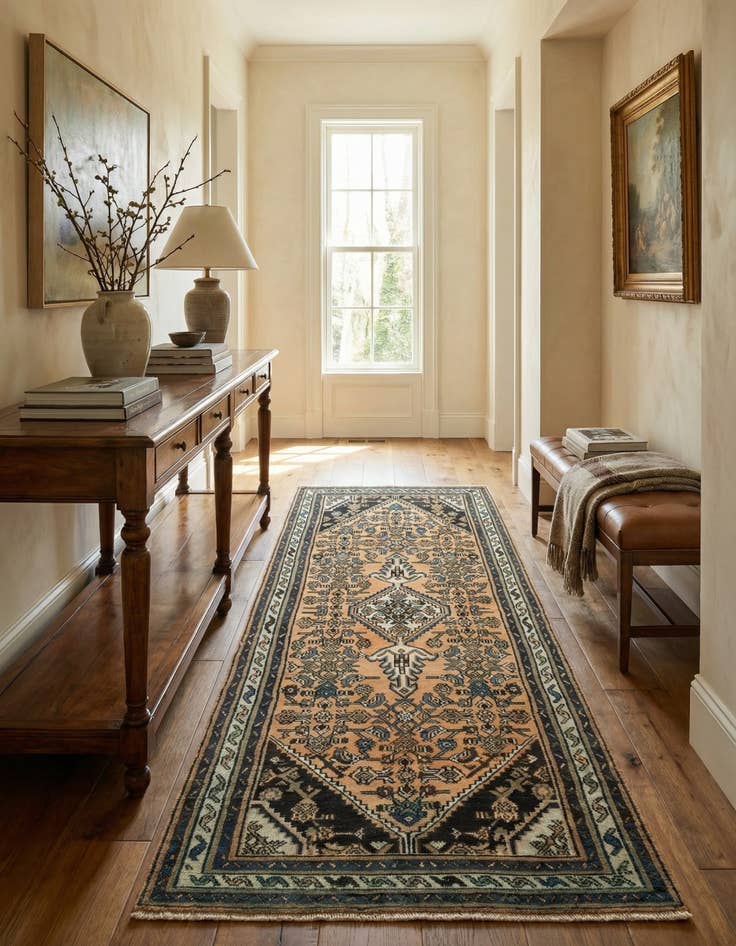 Detail image of 3' 6 x 9' 9  Hand Knotted Ultra Vintage Persian Wool Runner Rug