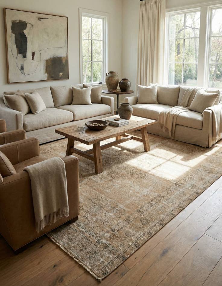 Detail image of  6' 3 x 9' 2  Hand Knotted Ultra Vintage Persian Wool Rug