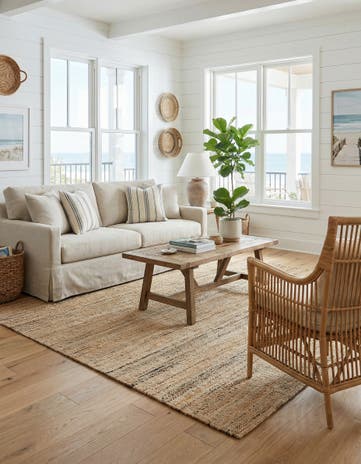 Palomino Ivory Palm Beach Jute Square Rug
