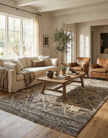 6' 10 x 9' 8 Hand Knotted Moroccan Wool Rug
