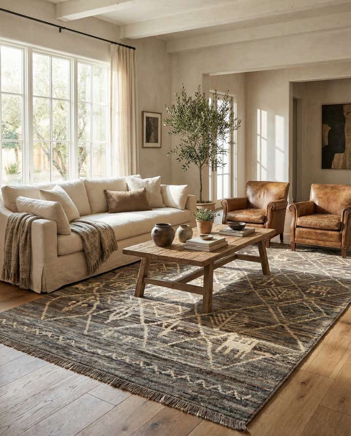 6' 10 x 9' 8 Hand Knotted Moroccan Wool Rug