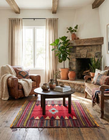 3' 8 x 4' 1 Hand Woven Kilim Afghan Wool Square Rug