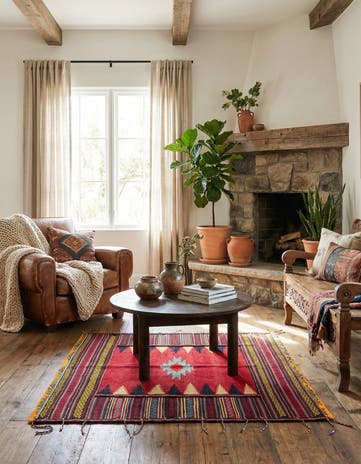 3' 8 x 4' 1 Hand Woven Kilim Afghan Wool Square Rug