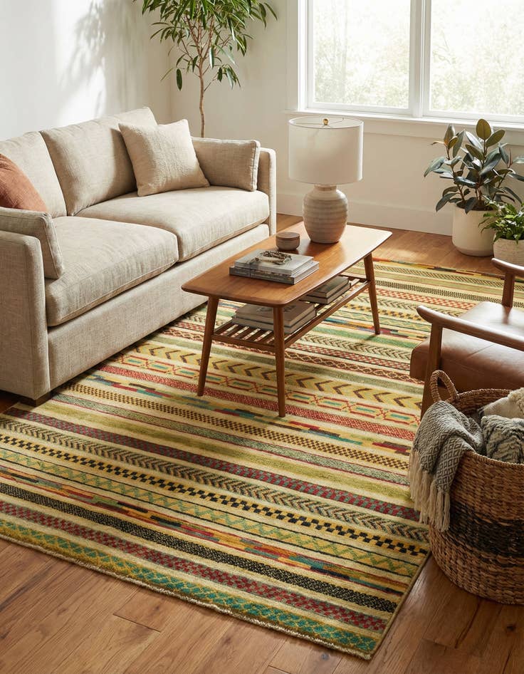 Detail image of 4' x 5' 10  Hand Knotted Modern Ziegler Rug