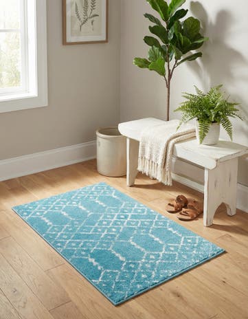Teal blue Paxon Trellis Rug
