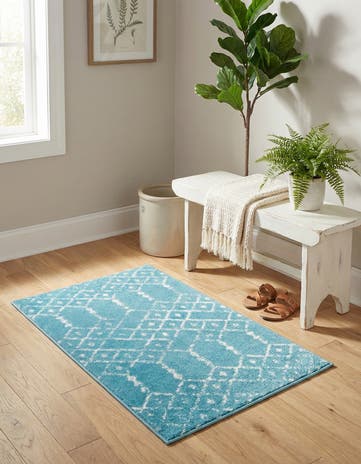 Teal blue Paxon Trellis Rug