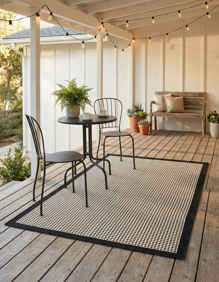 Detail image of 4' x 6'  Washable Border Indoor / Outdoor Rug