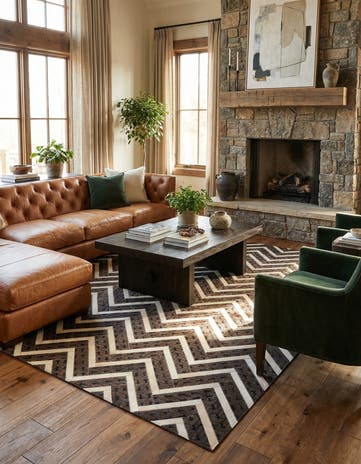 4' 10 x 7' 10 Cowhide Leather Rug