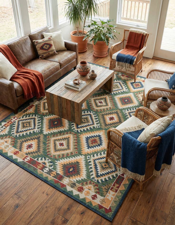 Detail image of 9' x 12'  Washable Baja Indoor / Outdoor Rug