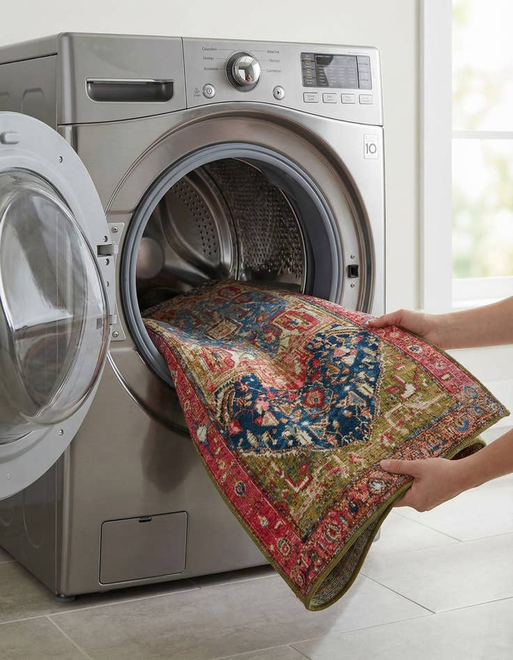 Detail image of 2' 7 x 12'  Washable Traditional Indoor / Outdoor Runner Rug