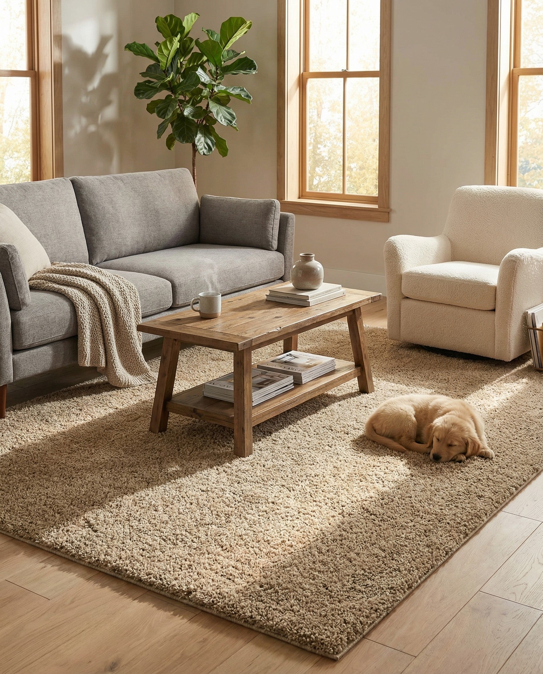  6' x 9' Soft Solid Shag Rug