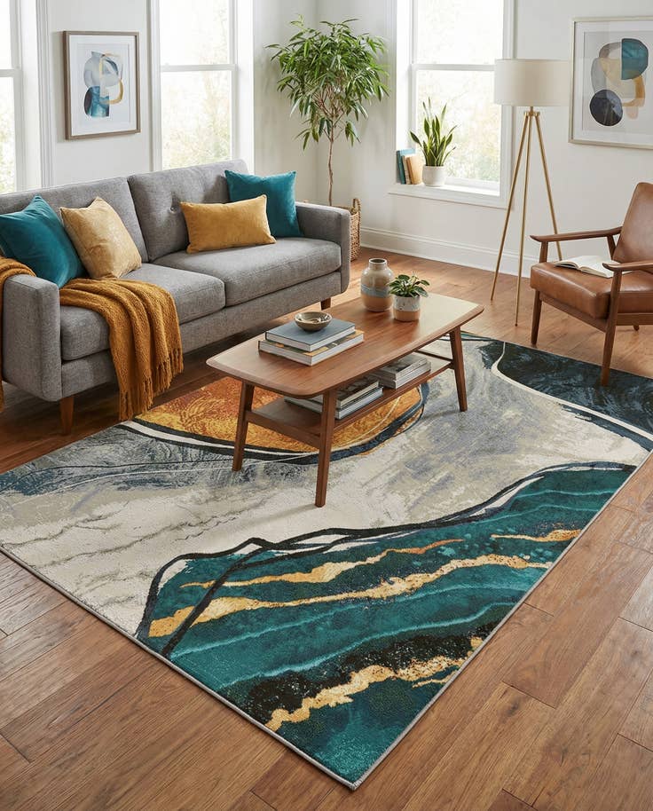 Detail image of 5' 3 x 8' Easy-Clean Modern Indoor / Outdoor Rug