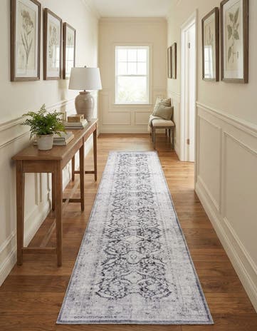 Charcoal Washable Timeless Runner Rug