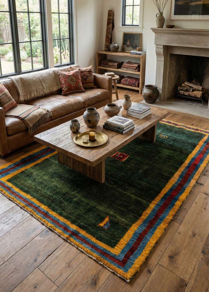 6' 9 x 9' 8 Hand Knotted Gabbeh Wool Rug
