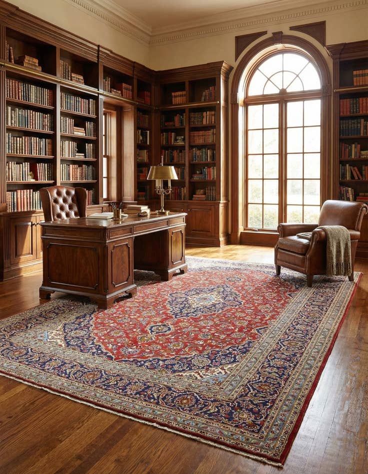 Detail image of 9' 9 x 13' 2  Hand Knotted Kashan Persian Wool Rug